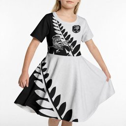 Custom Aotearoa Rugby League Kid Short Sleeve Dress Kiwi Haka and Fern - Sporty Style