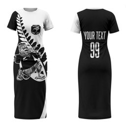 Custom Aotearoa Rugby League Family Matching Short Sleeve Bodycon Dress and Hawaiian Shirt Kiwi Haka and Fern - Sporty Style