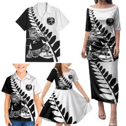 Custom Aotearoa Rugby League Family Matching Puletasi and Hawaiian Shirt Kiwi Haka and Fern - Sporty Style