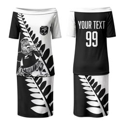 Custom Aotearoa Rugby League Family Matching Puletasi and Hawaiian Shirt Kiwi Haka and Fern - Sporty Style