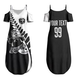 Custom Aotearoa Rugby League Family Matching Summer Maxi Dress and Hawaiian Shirt Kiwi Haka and Fern - Sporty Style