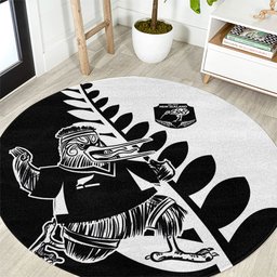 Aotearoa Rugby League Round Carpet Kiwi Haka and Fern - Sporty Style