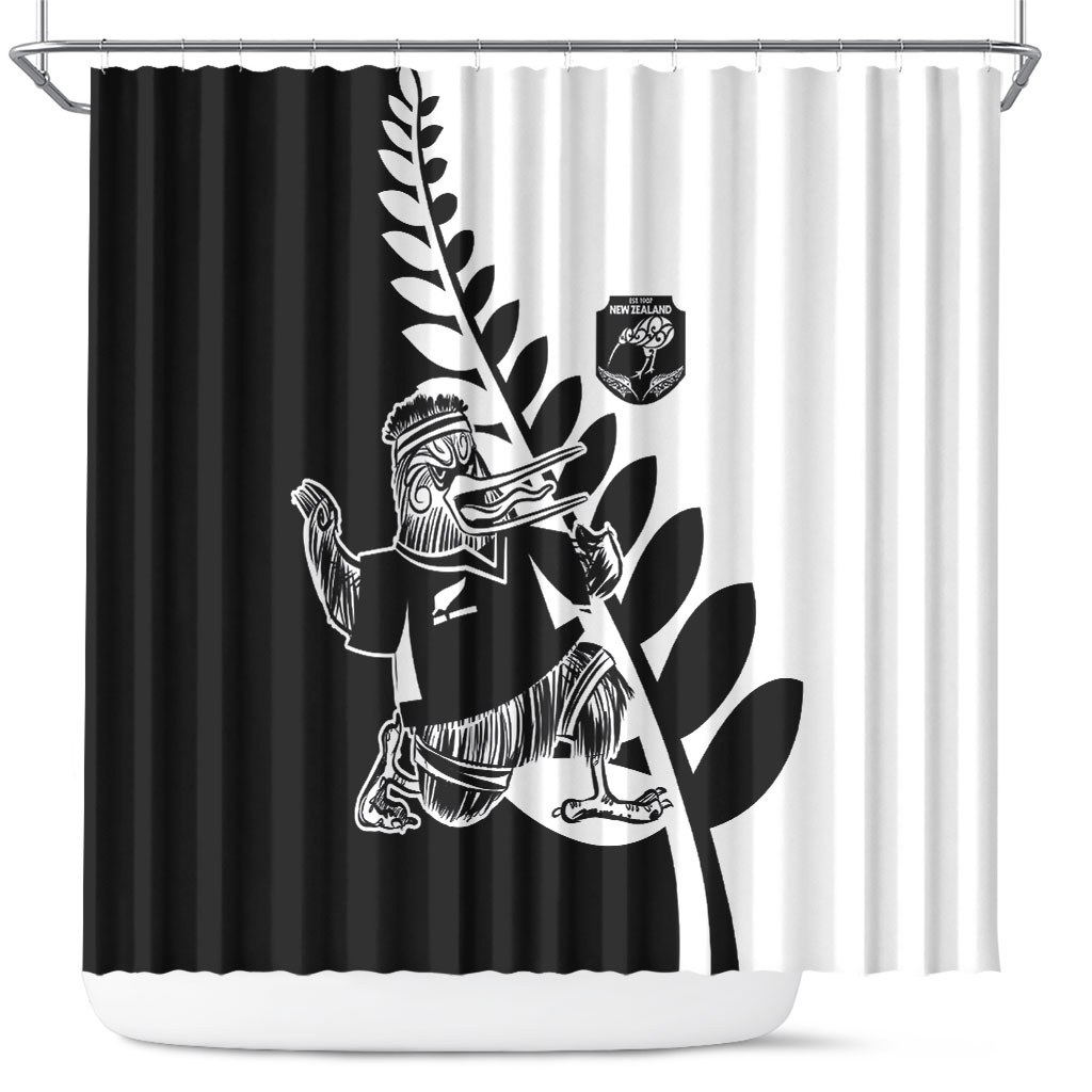 Aotearoa Rugby League Shower Curtain Kiwi Haka and Fern - Sporty Style