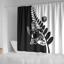 Aotearoa Rugby League Shower Curtain Kiwi Haka and Fern - Sporty Style