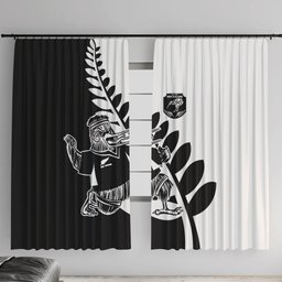 Aotearoa Rugby League Window Curtain Kiwi Haka and Fern - Sporty Style