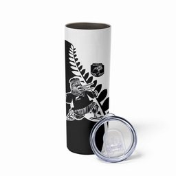 Custom Aotearoa Rugby League Skinny Tumbler Kiwi Haka and Fern - Sporty Style