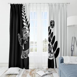 Aotearoa Rugby League Window Curtain Kiwi Haka and Fern - Sporty Style