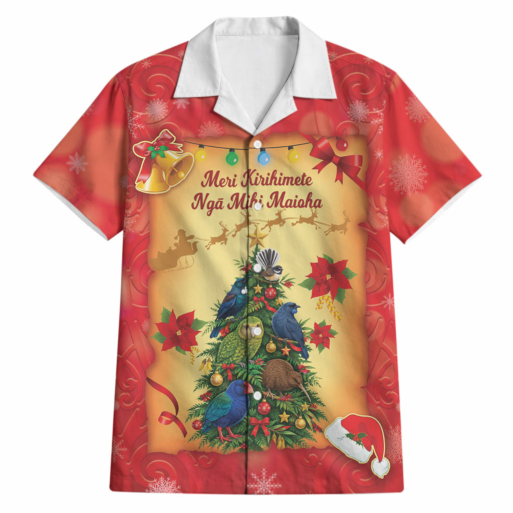 Personalised New Zealand Christmas Hawaiian Shirt Meri Kirihimete NZ Xmas Tree Animals