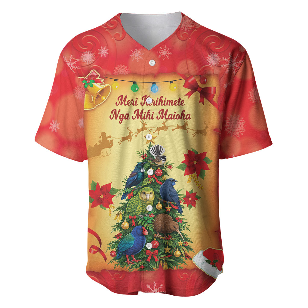 Personalised New Zealand Christmas Baseball Jersey Meri Kirihimete NZ Xmas Tree Animals
