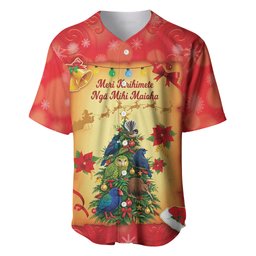Personalised New Zealand Christmas Baseball Jersey Meri Kirihimete NZ Xmas Tree Animals