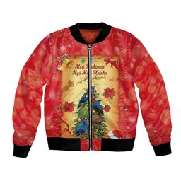 Personalised New Zealand Christmas Bomber Jacket Meri Kirihimete NZ Xmas Tree Animals