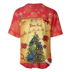 Personalised New Zealand Christmas Baseball Jersey Meri Kirihimete NZ Xmas Tree Animals