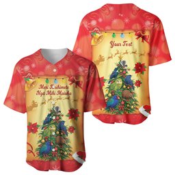 Personalised New Zealand Christmas Baseball Jersey Meri Kirihimete NZ Xmas Tree Animals