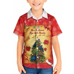 Personalised New Zealand Christmas Hawaiian Shirt Meri Kirihimete NZ Xmas Tree Animals