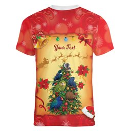 Personalised New Zealand Christmas Women V-Neck T-Shirt Meri Kirihimete NZ Xmas Tree Animals