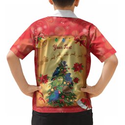 Personalised New Zealand Christmas Kid Hawaiian Shirt Meri Kirihimete NZ Xmas Tree Animals