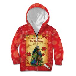 Personalised New Zealand Christmas Kid Hoodie Meri Kirihimete NZ Xmas Tree Animals