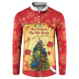 Personalised New Zealand Christmas Button Sweatshirt Meri Kirihimete NZ Xmas Tree Animals