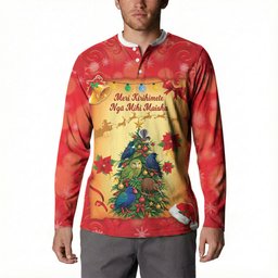 Personalised New Zealand Christmas Button Sweatshirt Meri Kirihimete NZ Xmas Tree Animals
