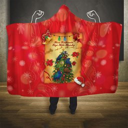 New Zealand Christmas Hooded Blanket Meri Kirihimete NZ Xmas Tree Animals