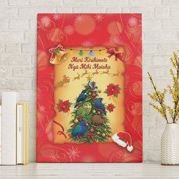 New Zealand Christmas Canvas Wall Art Meri Kirihimete NZ Xmas Tree Animals