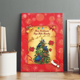 New Zealand Christmas Canvas Wall Art Meri Kirihimete NZ Xmas Tree Animals