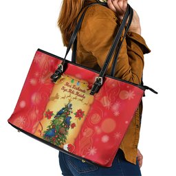 New Zealand Christmas Leather Tote Bag Meri Kirihimete NZ Xmas Tree Animals