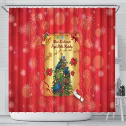 New Zealand Christmas Shower Curtain Meri Kirihimete NZ Xmas Tree Animals