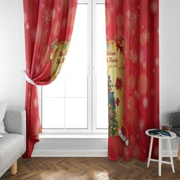 New Zealand Christmas Window Curtain Meri Kirihimete NZ Xmas Tree Animals