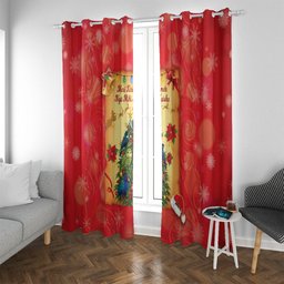 New Zealand Christmas Window Curtain Meri Kirihimete NZ Xmas Tree Animals