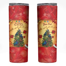 Personalised New Zealand Christmas Skinny Tumbler Meri Kirihimete NZ Xmas Tree Animals
