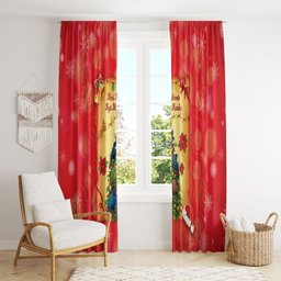 New Zealand Christmas Window Curtain Meri Kirihimete NZ Xmas Tree Animals