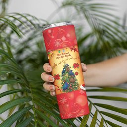 Personalised New Zealand Christmas Skinny Tumbler Meri Kirihimete NZ Xmas Tree Animals