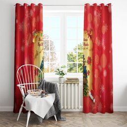 New Zealand Christmas Window Curtain Meri Kirihimete NZ Xmas Tree Animals