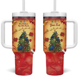 Personalised New Zealand Christmas Tumbler With Handle Meri Kirihimete NZ Xmas Tree Animals