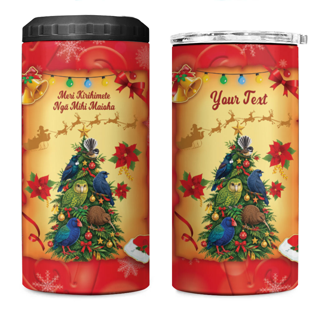 Personalised New Zealand Christmas 4 in 1 Can Cooler Tumbler Meri Kirihimete NZ Xmas Tree Animals