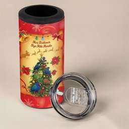 Personalised New Zealand Christmas 4 in 1 Can Cooler Tumbler Meri Kirihimete NZ Xmas Tree Animals