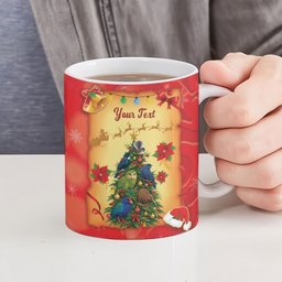 Personalised New Zealand Christmas Ceramic Mug Meri Kirihimete NZ Xmas Tree Animals