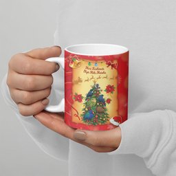 Personalised New Zealand Christmas Ceramic Mug Meri Kirihimete NZ Xmas Tree Animals
