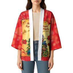Personalised New Zealand Christmas Kimono Meri Kirihimete NZ Xmas Tree Animals