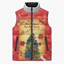 Personalised New Zealand Christmas Sleeveless Puffer Jacket Meri Kirihimete NZ Xmas Tree Animals