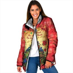 Personalised New Zealand Christmas Padded Jacket Meri Kirihimete NZ Xmas Tree Animals