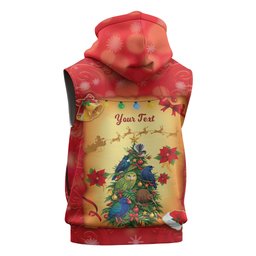 Personalised New Zealand Christmas Sleeveless Zip Hoodie Meri Kirihimete NZ Xmas Tree Animals