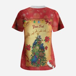 Personalised New Zealand Christmas Scrub Top Meri Kirihimete NZ Xmas Tree Animals