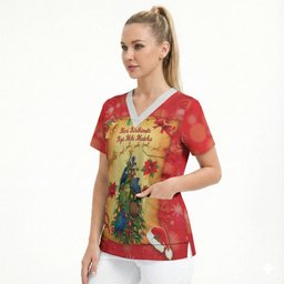 Personalised New Zealand Christmas Scrub Top Meri Kirihimete NZ Xmas Tree Animals