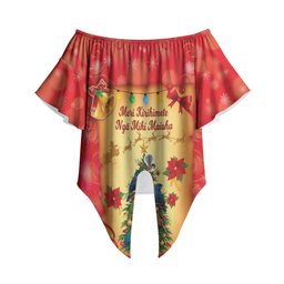 Personalised New Zealand Christmas Off Shoulder Wrap Waist Top Meri Kirihimete NZ Xmas Tree Animals