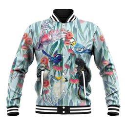 National Bird Week - Aussie Birds on Eucalyptus Baseball Jacket Sky Blue