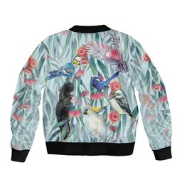 National Bird Week - Aussie Birds on Eucalyptus Bomber Jacket Sky Blue