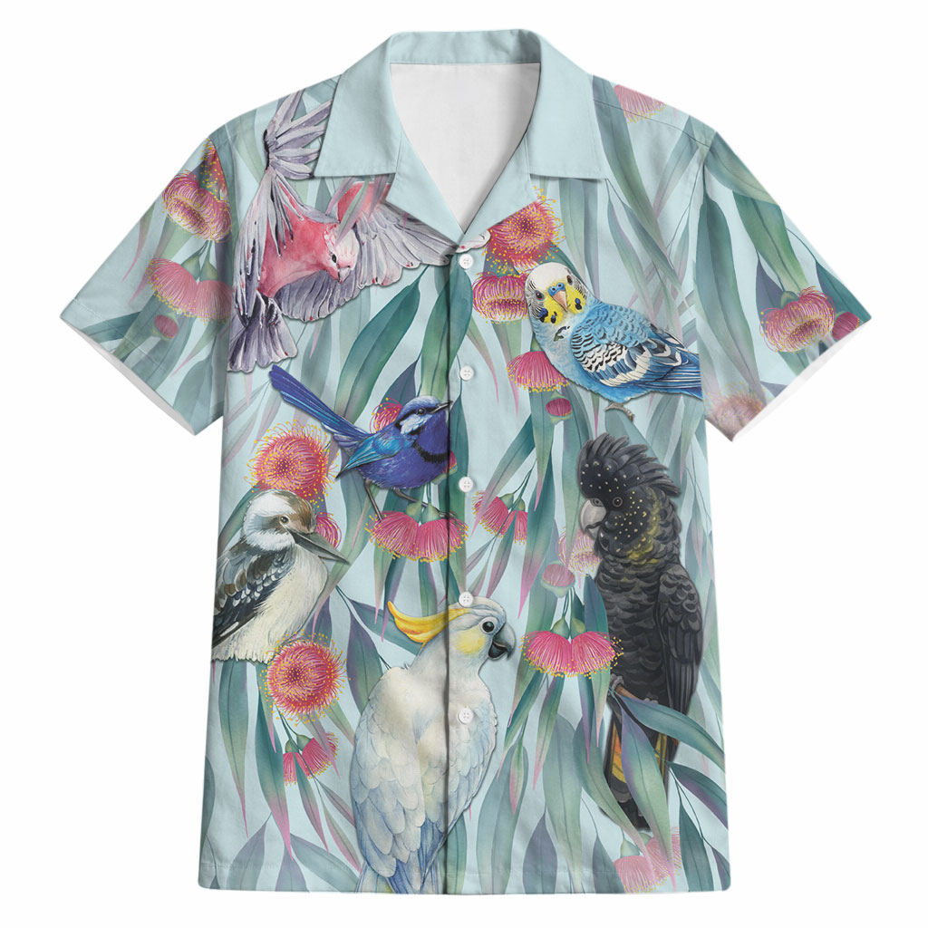 National Bird Week - Aussie Birds on Eucalyptus Hawaiian Shirt Sky Blue