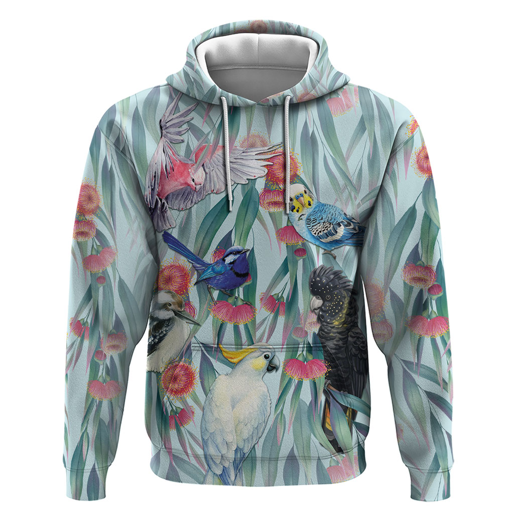 National Bird Week - Aussie Birds on Eucalyptus Hoodie Sky Blue
